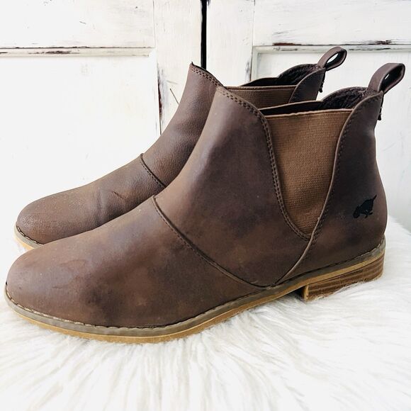 Rocket Dog Mayhem Chelsea Brown Vegan Leather Pull on Ankle Boots - Womens 8 - Picture 1 of 8